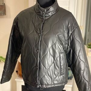 Marc New York Black Quilted Faux Leather Jacket